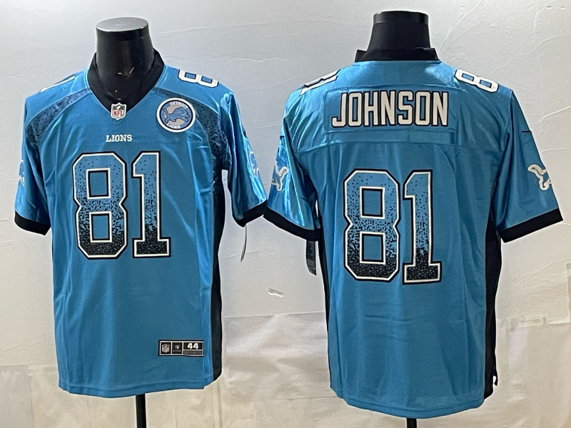 2026 Men Detroit Lions #81 Johnson blue Nike Limited NFL Jersey 001